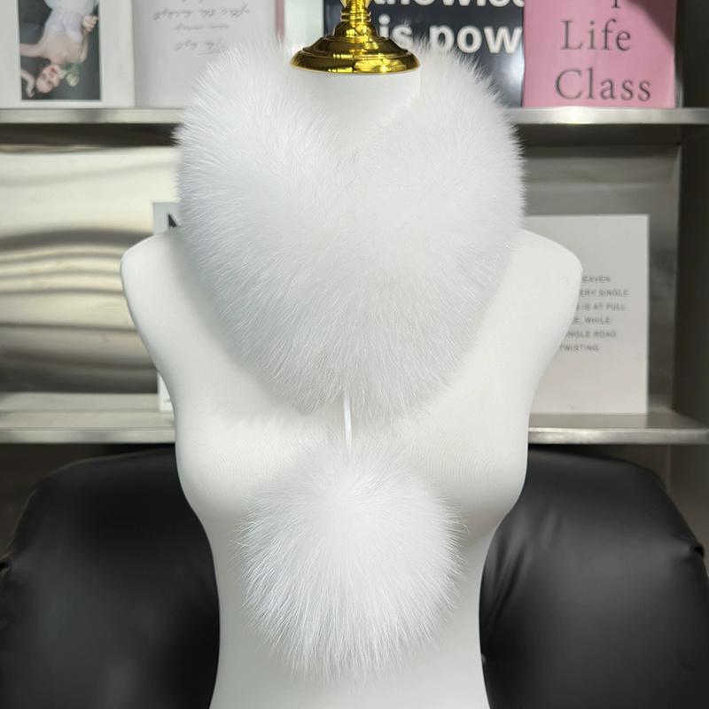 Hot sale real fox fur scarf Girls outdoor thickened warm fur scarves Women winter luxury fox fur collar fluffy fur ball scarf