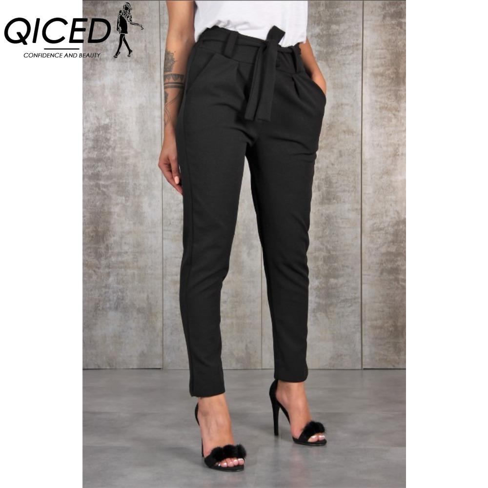 QICED Women's Fashion Casual Solid Color Print Pants & Capris