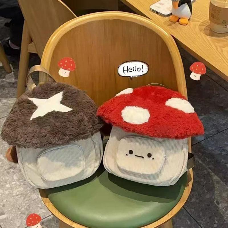 Fashion Cartoon Mushroom Backpacks for Women New Autumn Winter Anime Plush Cute Doll Bag Christmas Gift Cute Anime Backpack