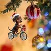 Dachshund Christmas Pendant Acrylic Dog Ornament for Christmas Tree Cute Biker Dachshund Design Festive Home Decorations Gift for Dog Lovers
