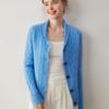 2025 Women's Cashmere Cable Knit Mandarin Collar Cardigan - Autumn/Winter, Long Sleeve, Seven-Needle & Thickened for Warmth