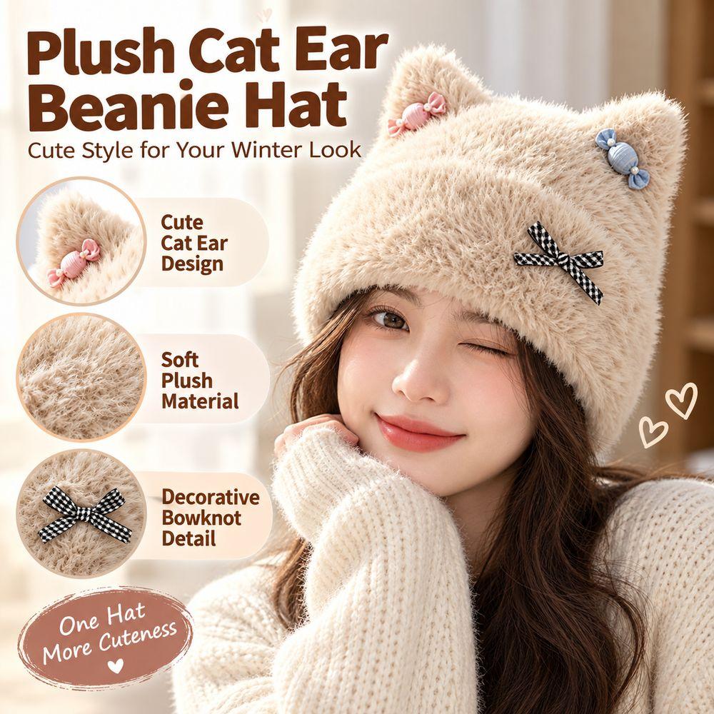 Soft Fuzzy Texture Plush Beanie Hat Warm And Cozy Fuzzy Winter Hat Women's Beanie Cap