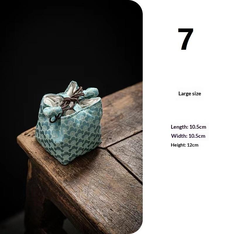 Tea Set Storage Bag Chinese Style Thickened Multi-Functional Teapot Cloth Pouch Protective Portable for Holiday Trips