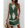 Abito estivo casual senza maniche stampato da donna, outfit da vacanza e da spiaggia, abiti bohémien, abbigliamento estivo Y2k da donna