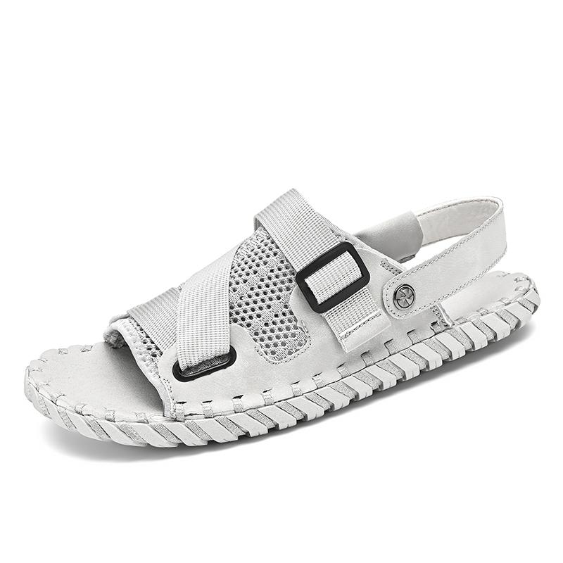 FashionComfy Arrival Men's Slippers New Hand-stitching Summer Sandals Dual-Purpose Male Beach Shoes Non-slip Open-toe Sandals Slippers
