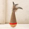 Wooden Cat Toys with Feathers Sisal Cat Scratcher for Indoor Cats Solid Wood Base Tumbler Toy Interactive Cat Toy Relieves Boredom and Sharpens Claws