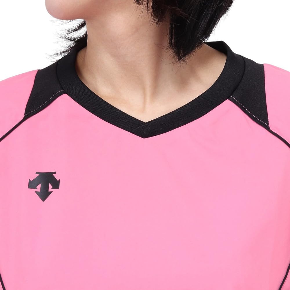 DESCENTE Piste Color Volleyball Wear, Short Sleeve Shirt, Layering Shirt, DX-B2410XB PNK (Pink/LL/Men's, Women's)