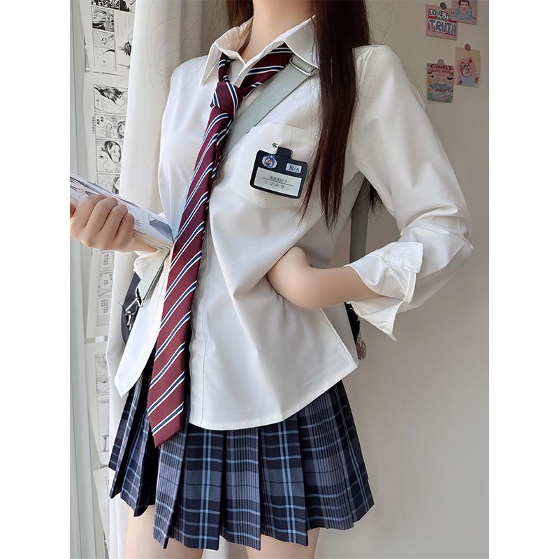 Genuine Japanese Style White JK Shirt - Sweet Loose Blouse with Long and Short Sleeves, TR Fabric, Women's Versatile Summer Schoolwear