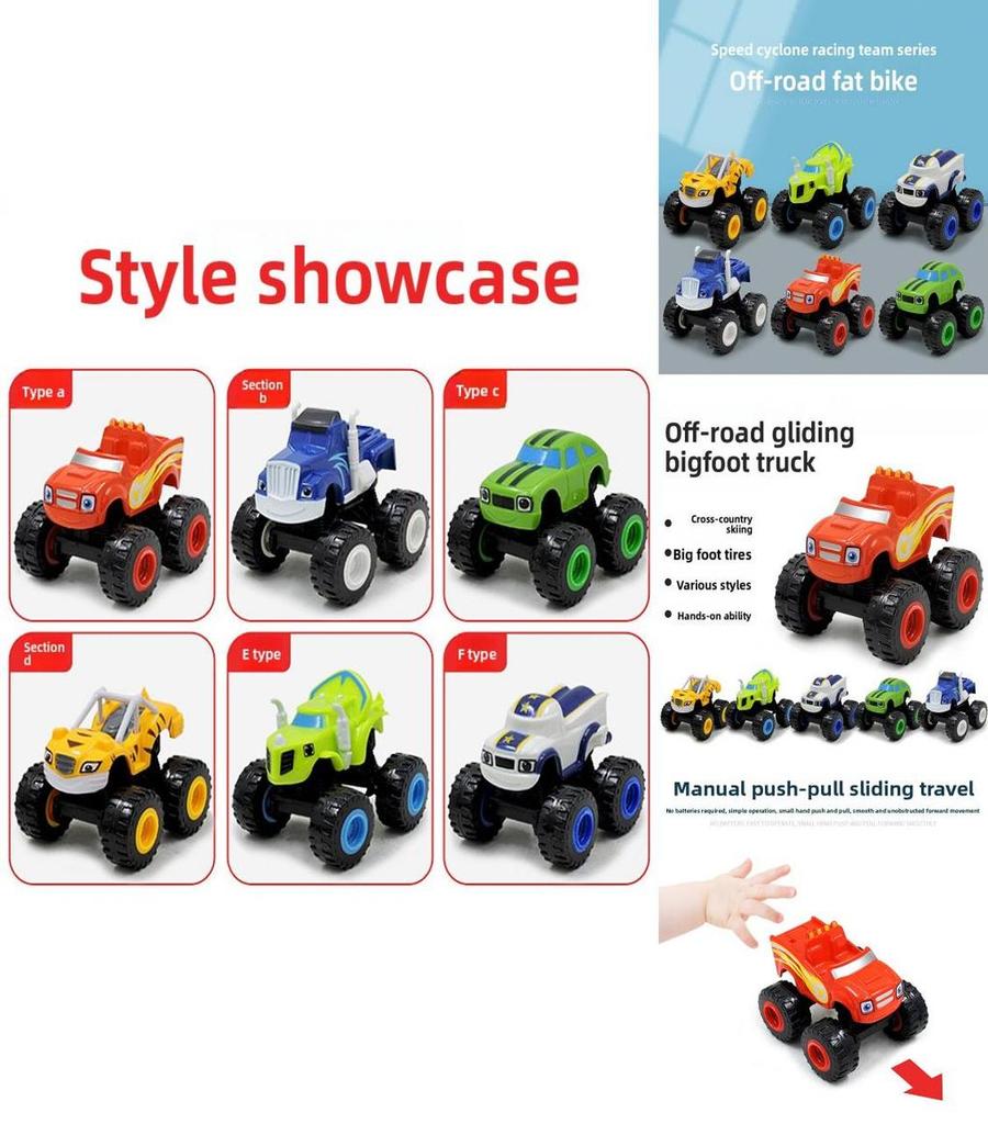 Blaze Monster Machines Set autíček na setrvačník RC Offroad s tématem ohně pro děti