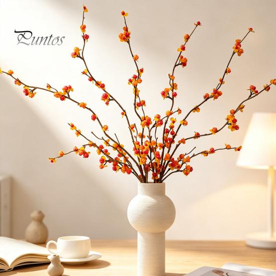Fall Wedding Table Decoration Long Artificial Bittersweet Branches, Berry Stems for Vase, Faux Plants Fade Resistant Flowers Branches Thanksgiving