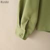 ZANZEA Women Turn Down Collar Loose Casual Long Sleeve Blouse