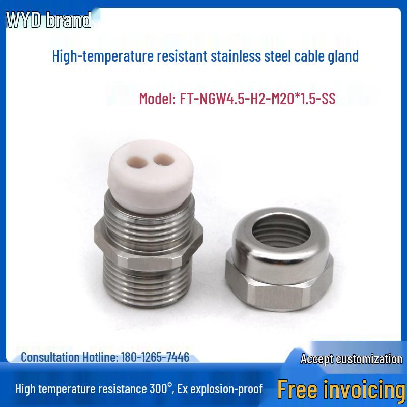 IP68 Waterproof Stainless Steel Cable Gland, High Temp Resistant 200° Silicone Seal, Metric M