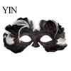 Elastisches Band Bequeme Maske Feder Maskerade Maske, Halloween Halbgesicht Vintage Venezianische Party Leichte Maske Auge für Karneval Kostüm,