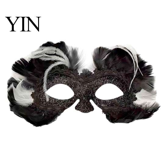 Elastisches Band Bequeme Maske Feder Maskerade Maske, Halloween Halbgesicht Vintage Venezianische Party Leichte Maske Auge für Karneval Kostüm,
