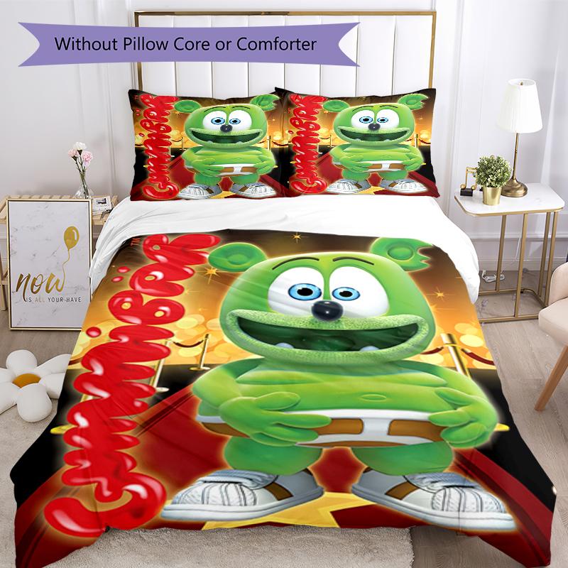 3pcs Gummy Bear1 Design Cover Set - HD Printed Bedding with 1 Cover and 2 Pillowcases - Perfect for Home and Dorm Decor
