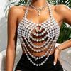 Multi Layer Halter Body Chain Top Sparkly Draped Chest Jewelry Accent for Festival Outfit, Stagewear and Evening Looks