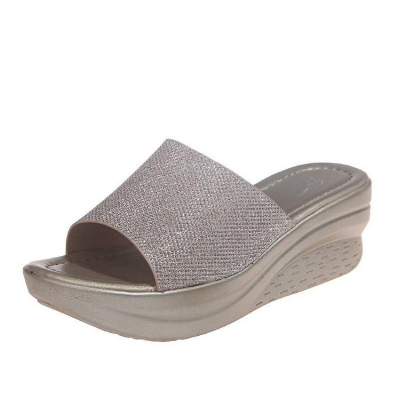 Women's 41 large size slippers spring and summer new platform women's shoes wedge heel women's cool slippers