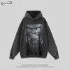 Oversized Vintage Washed Cotton Hoodie Men Women Streetwear Loose Fit Long Sleeve Graphic Print