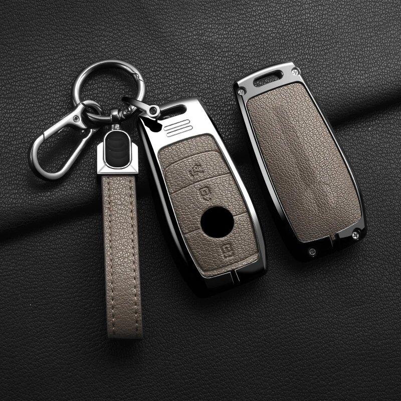 Zinc Alloy Leather Car Key Holder For Mercedes Benz C E S A G Class Glc Cle Cla Glb Gls W177 W205 W213 W222 X167 Amg Key Fob