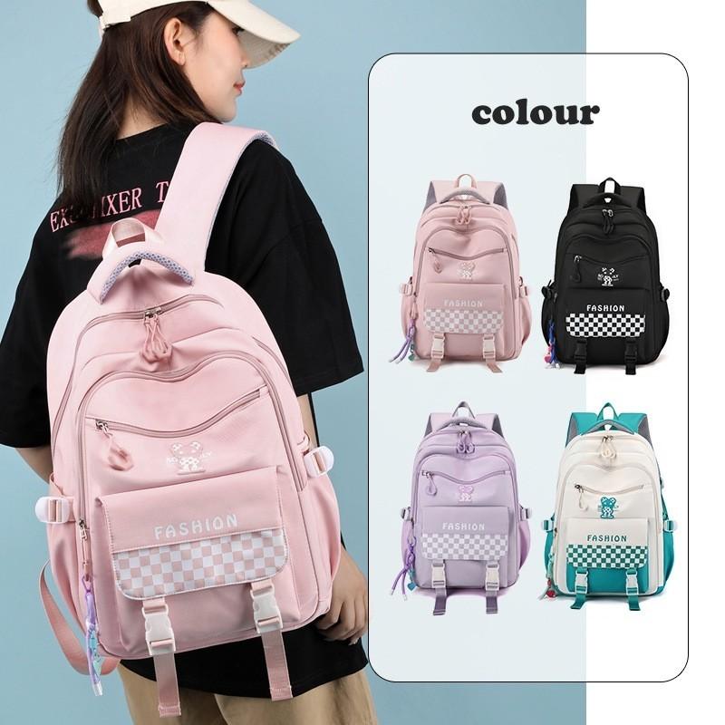 New High School Student Backpack Large Capacity Lightweight Reduce Burden Nylon Wear-resistant Material Unisex Shoulder Bag