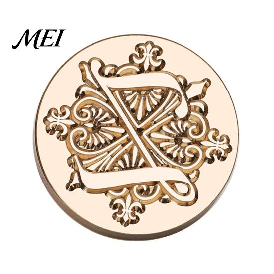 Decorative Wax Seal Stamp Iris A-Z Initial Alphabet Head, Brass Engraved Vintage Sealing Head for Wedding Invitations Envelopes Journal Gift Packaging