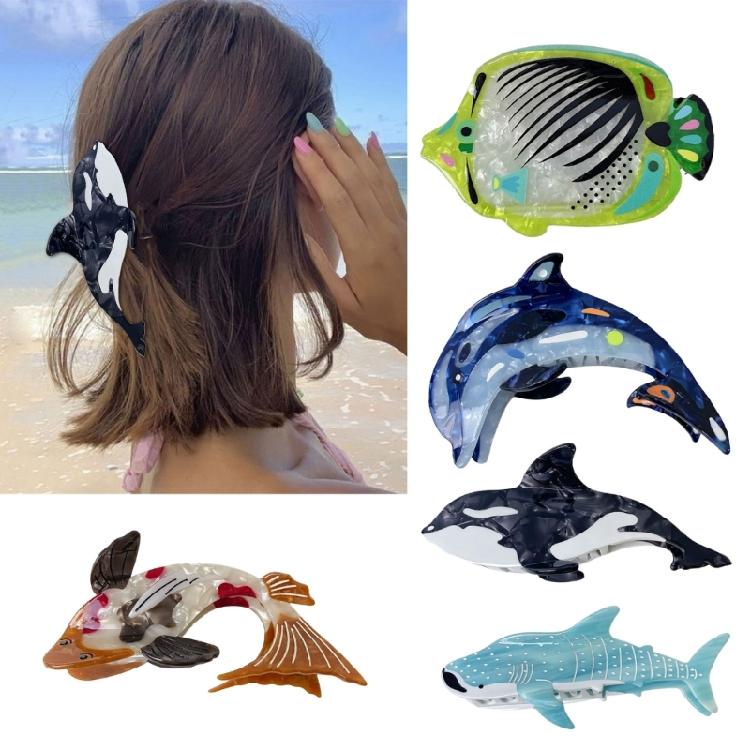 Beach Whale Hair Claw Clip Ponytail Claw Princess Barrettes Hair Adornment