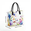  Watercolor Floral Tote Bag Casual Large Capacity Canvas Handbag for Daily Shopping Travel Shoulder Bag for Women