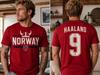 Norvegia Haaland #9 Grafica 2026 Norvegia Maglietta da Calcio per Fan Uomo Donna Y2k Popolare Oversize Maglietta Casual Girocollo