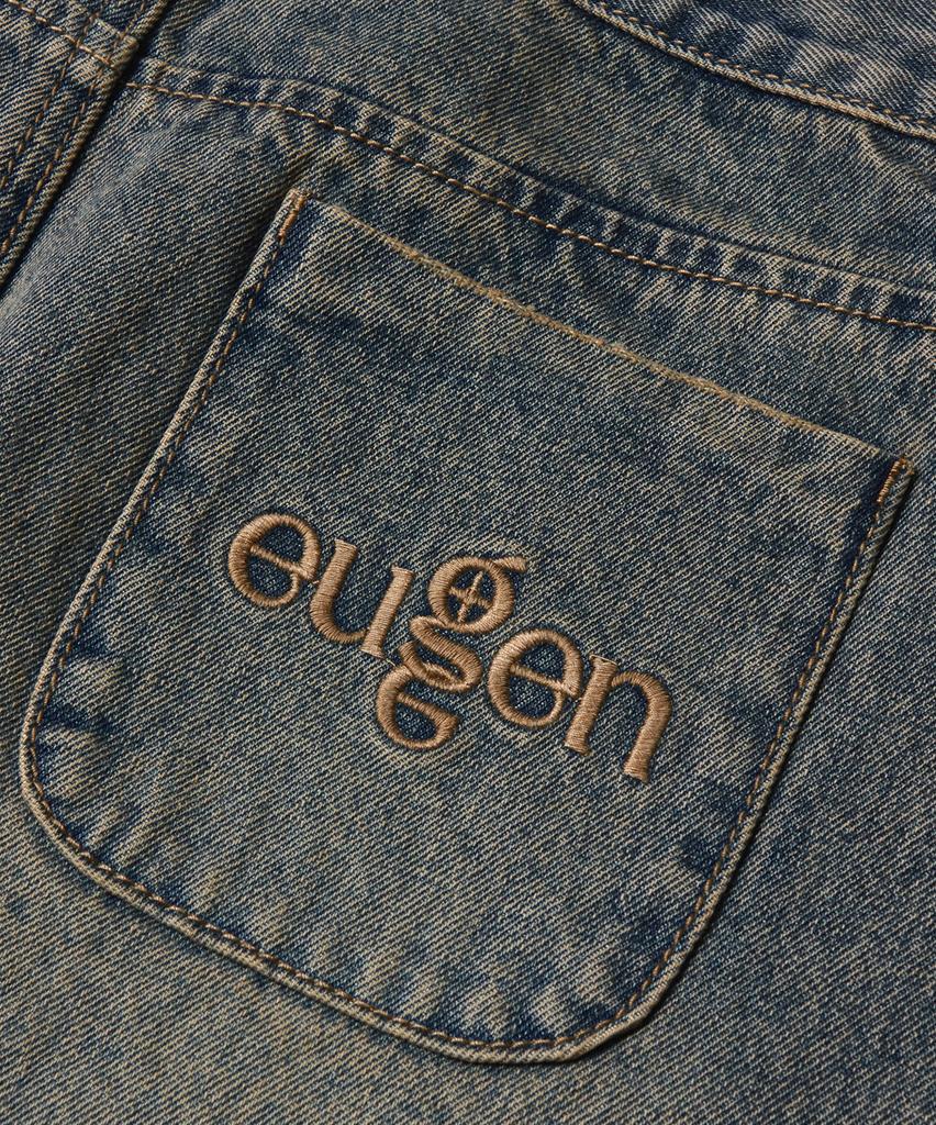 Yujen Slit Washed Denim Long Skirt_Dust Indigo