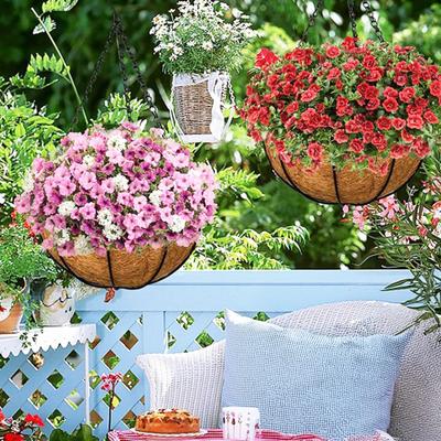 Kovový květinový koš Kulatý řetěz Závěsný koš Železné umění Květináč Závěsný koš Kokosová podložka