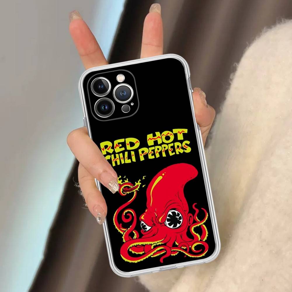 Red Hot Chili P-Peppers Band Transparent Phone Case For IPhone 17 Air 16 Pro Max 15 14 13 12 11Plus Shockproof Cover