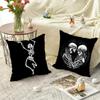 1pc Anatomical Skeleton Chalkboard Pillow Case Square Bedroom Sofa Leisure Comfort Cushion Car Living Room Home Decoration