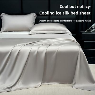 Eis-Seide Bettwäsche-Set Sommer Kühlend Einfarbig Weich Strapazierfähig Maschinenwaschbar Schlafsaal Einzelbett Bettwäsche-Set