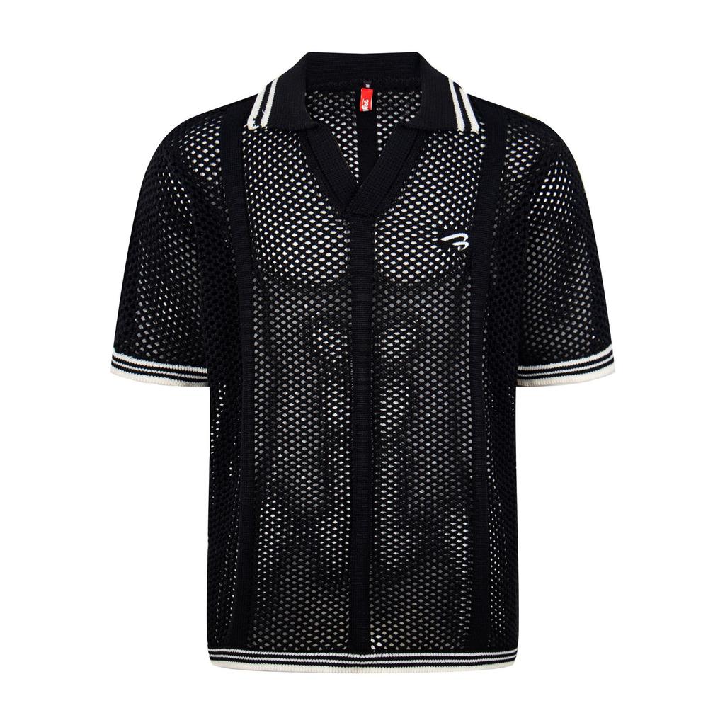 Summer short-sleeved hollowed-out personalized sports poloT-shirt lapel-neck knitted sweater for men