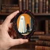 Small Gothic Holiday Souvenirs Halloween Wooden Refrigerator Magnets, Vintage Oval Frame Fridge Magnets with Witch Waterproof Party Supplies