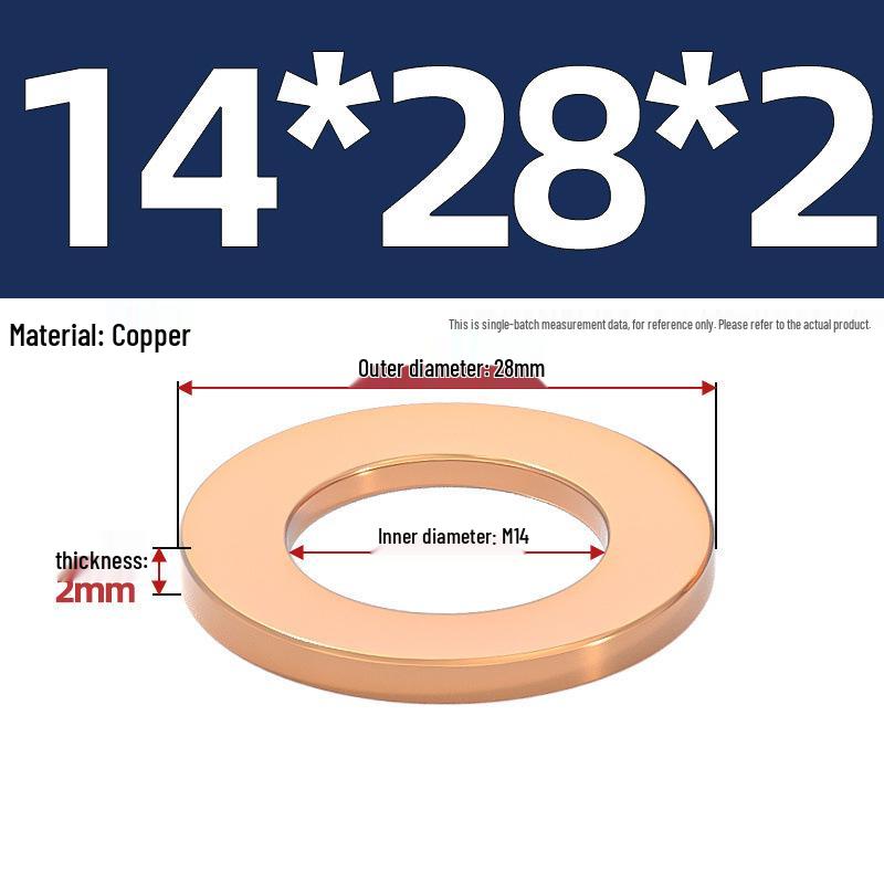 Pure Red Copper Gasket Sealing Ring for Marine Instruments, Metal Flat Washer M3-M60mm