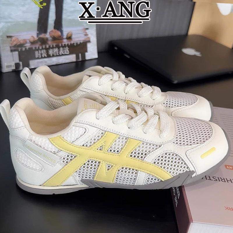 Summer thin mesh breathable leather women's shoes soft sole new casual sports shoes