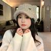 Korean Sweet and Versatile Bow Plush Baseball Cap FallSeason and ColdSeason Style DailyWear Ear Protection Hat Cold Warm Hat Women