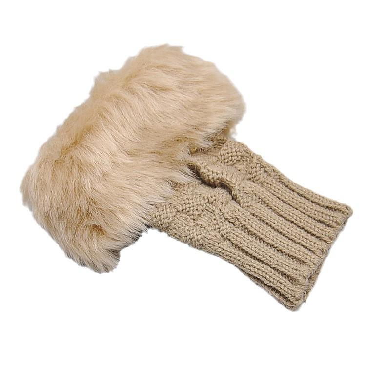 Korean Style Women's Warm Fingerless Knit Gloves for Autumn/Winter