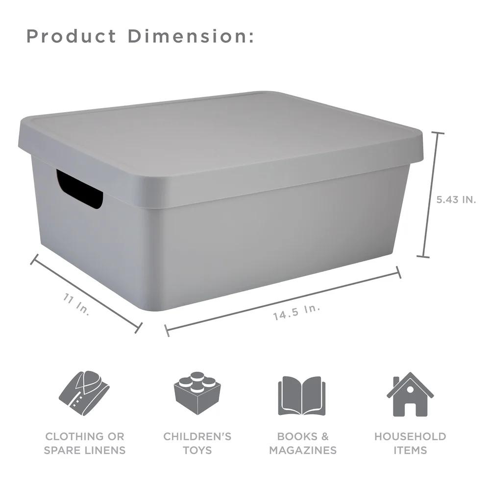 Medium Plastic Storage Box with Lid Stackable Home Office Organizer Dust Odor Protection Nestable Storage Solution Transport