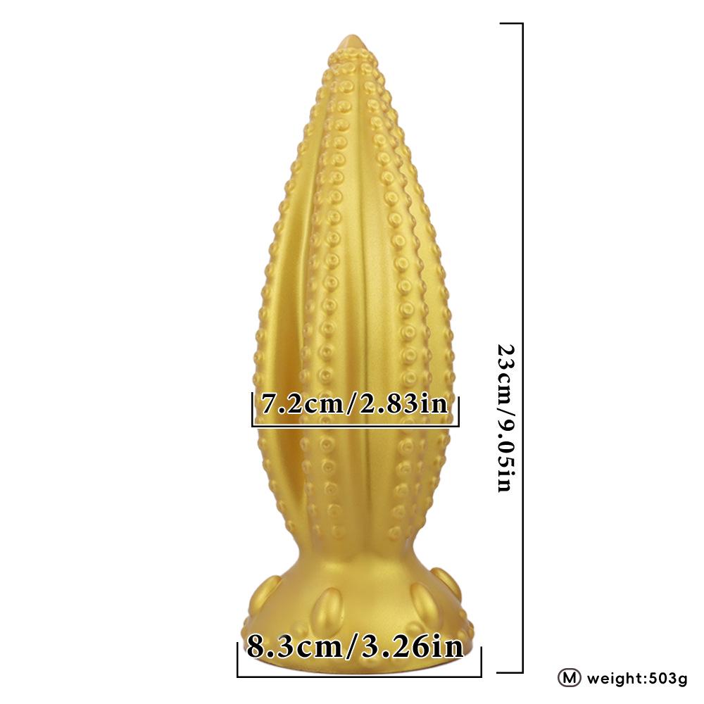 Gold Liquid Silicone Tentacle Butt Plug Set with Six Fingers - Available In Large, Medium & Small