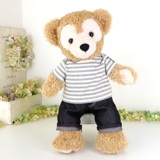 Cushu cush Duffy und ShellieMay Plüschkostüm-Set Grau Inklusive und Schleife (4-teiliges Set) - Gestreift, T-Shirt, Hose, Kleid, (cds273S)