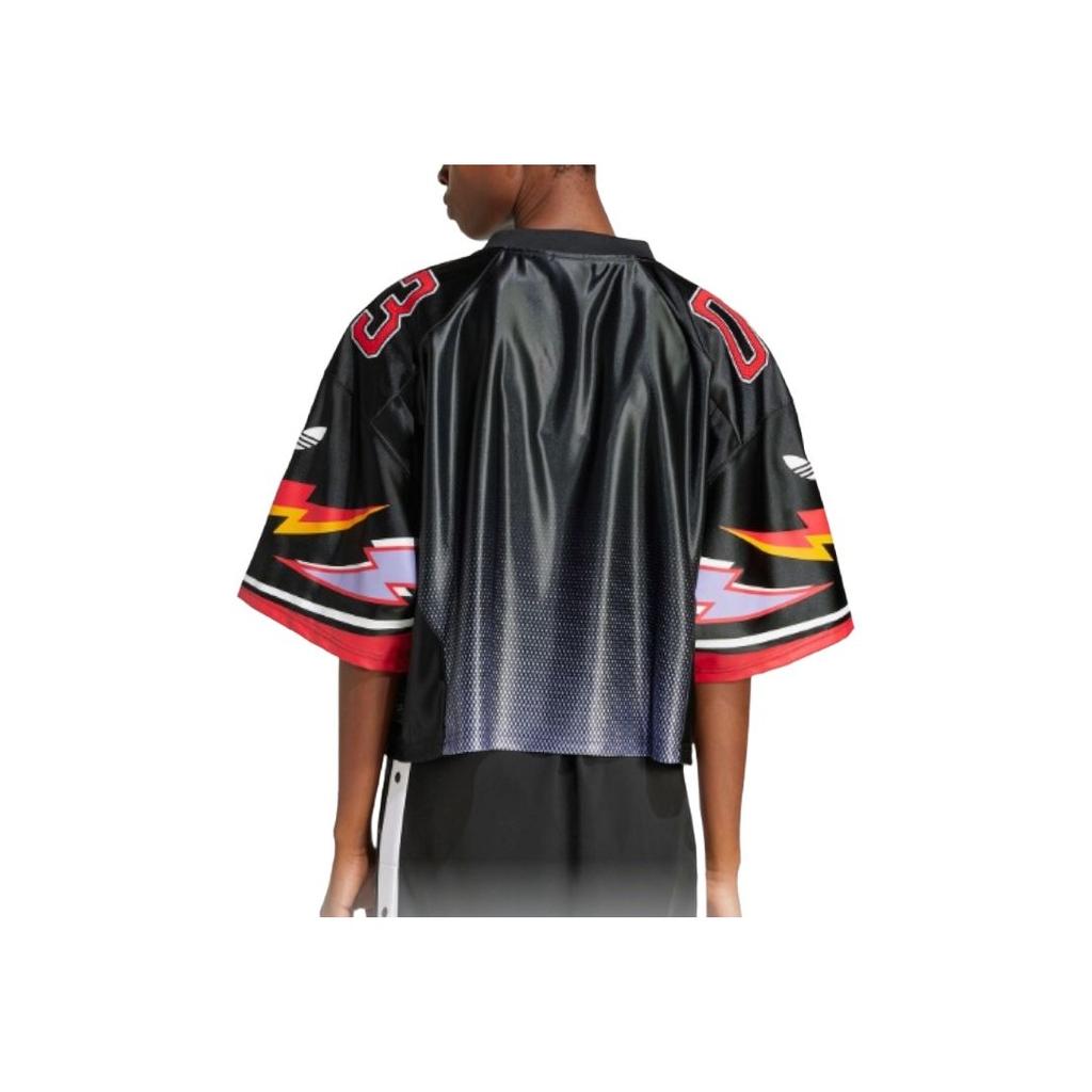 adidas Originals Pull ample à col V à manches courtes Maillot de football pour femme noir JX9217