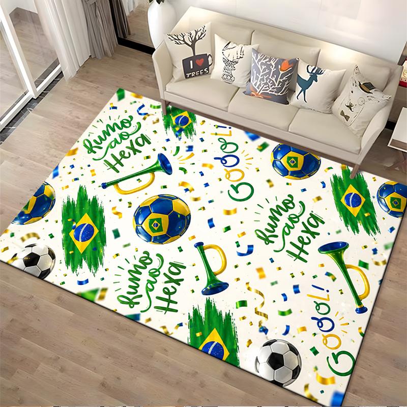 Brazil Soccer Theme Designed floor mat, suitable as a non-slip mat for the living room or bedroom sofa