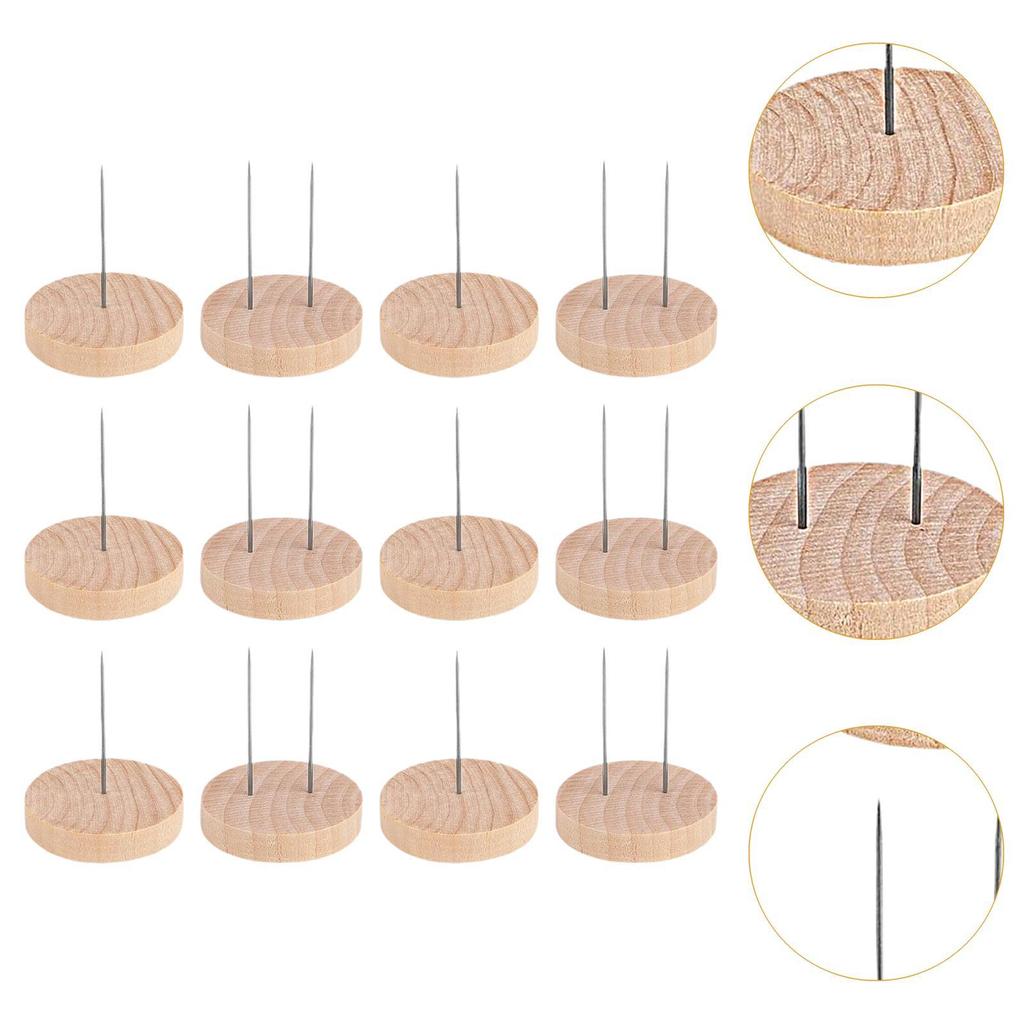 12 Pieces Crochet Dolls Display Stand Doll Holder Decorative Sturdy Metal Pins DIY Wood Base