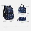 3PCS Set Children School Backpacks Starry Sky Pattern Students Backpack for Boys School Bag with Lunch Bag Pencil Case
