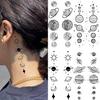 15 foi Tatuaje temporare cu lanț de planete spațiale false pentru femei bărbați braț luna neagră tatuaj stea soarelui univers mic tatuaje decal