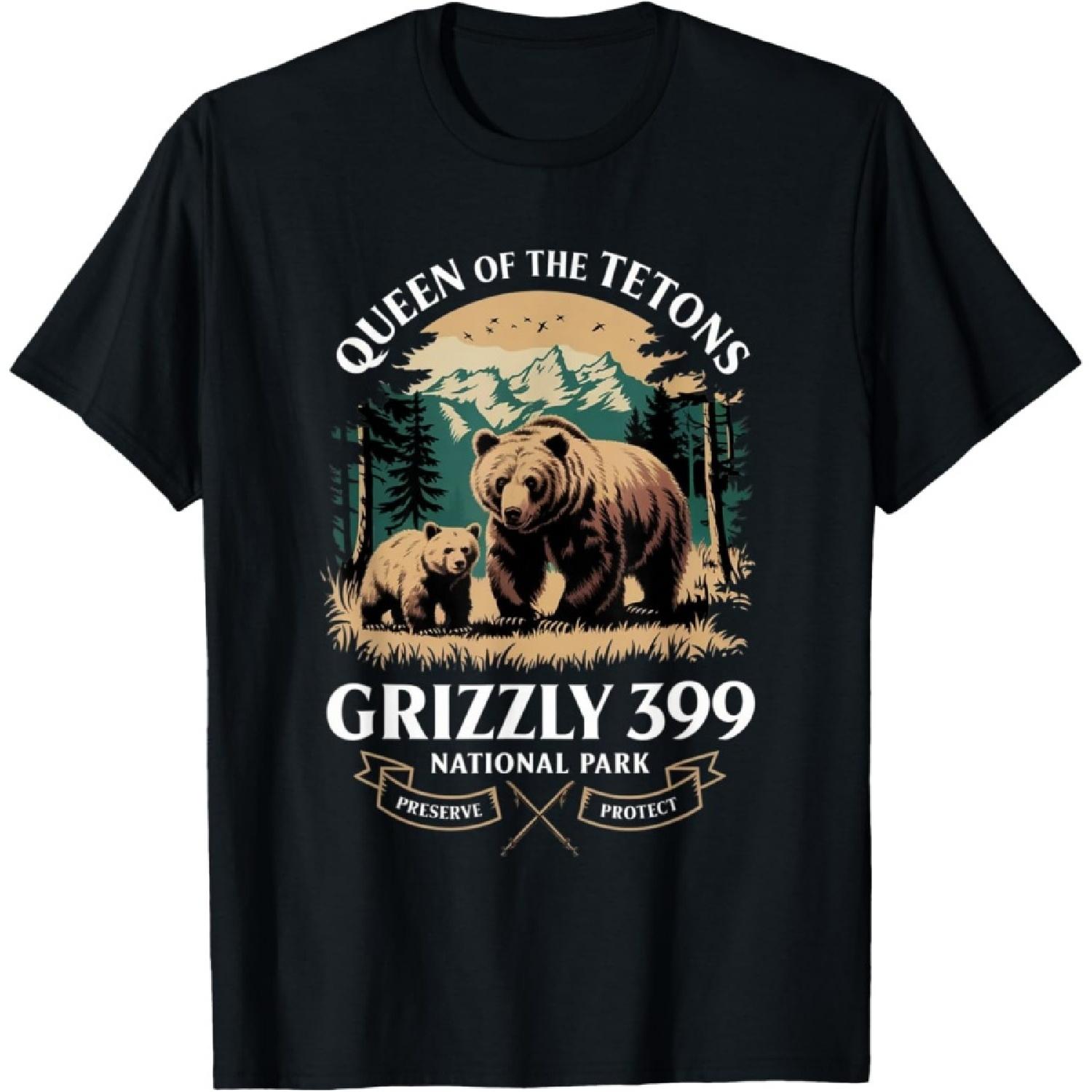 Vintage Queen Of The Tetons Grizzly 399 National Park Bear T-Shirt S