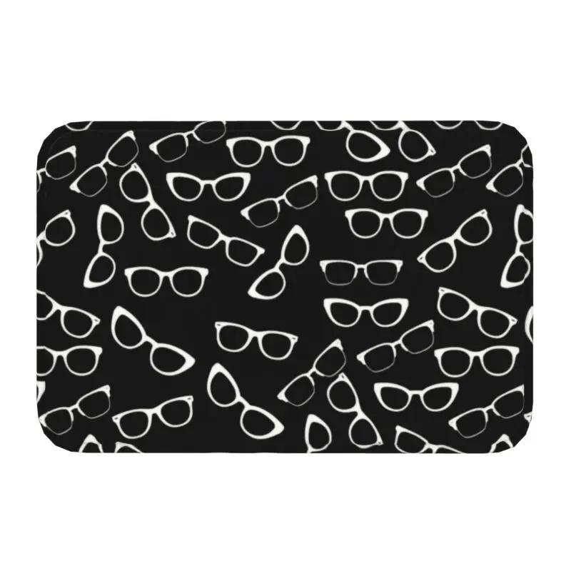 Funny Glasses with Eye Test Chart Doormat Non-Slip Entrance Door Floor Mat Optician Optometrist Living Room Carpet Rug