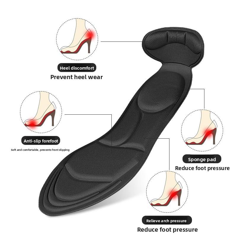 New Two-in-one Insole Heel Sticker Breathable Sweat-absorbing Non-slip Massage Shock-absorbing and Pain-proof Insole 5D Sponge Full Pad